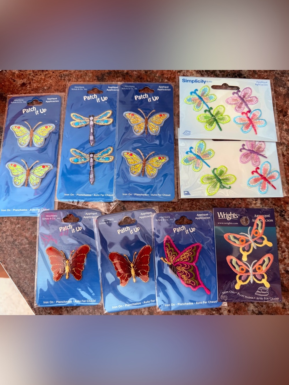 LOT OF 19 Patch It Up Iron-On Butterfly & Dragonfly Patches - Assorted Multicolo